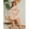 image:imageSWOMOG Women Plus Size Swimsuit Cover Up Bikini Bathing Suit Sexy Deep V Neck Swim Beach Dresses Summer BeachwearShortapricot