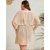 image:imageSWOMOG Women Plus Size Swimsuit Cover Up Bikini Bathing Suit Sexy Deep V Neck Swim Beach Dresses Summer BeachwearShortapricot