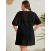 image:imageSWOMOG Women Plus Size Swimsuit Cover Up Bikini Bathing Suit Sexy Deep V Neck Swim Beach Dresses Summer BeachwearShortblack