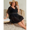 image:imageSWOMOG Women Plus Size Swimsuit Cover Up Bikini Bathing Suit Sexy Deep V Neck Swim Beach Dresses Summer BeachwearShortblack
