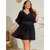 image:imageSWOMOG Women Plus Size Swimsuit Cover Up Bikini Bathing Suit Sexy Deep V Neck Swim Beach Dresses Summer BeachwearShortblack