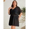 image:imageSWOMOG Women Plus Size Swimsuit Cover Up Bikini Bathing Suit Sexy Deep V Neck Swim Beach Dresses Summer BeachwearShortblack