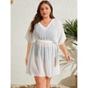 image:imageSWOMOG Women Plus Size Swimsuit Cover Up Bikini Bathing Suit Sexy Deep V Neck Swim Beach Dresses Summer BeachwearShortwhite