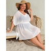 image:imageSWOMOG Women Plus Size Swimsuit Cover Up Bikini Bathing Suit Sexy Deep V Neck Swim Beach Dresses Summer BeachwearShortwhite