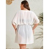 image:imageSWOMOG Women Plus Size Swimsuit Cover Up Bikini Bathing Suit Sexy Deep V Neck Swim Beach Dresses Summer BeachwearShortwhite