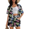 image:imageSWOMOG Hawaiian Tropical Print Womens 2 Piece Swimsuit Cover Up Set  Loose Short Sleeve Top amp Shorts for Summer Beach SXXLBlack Red Flower