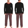 image:imageSWOMOG Couples Pajamas Set Women amp Men Long Sleeve Sleepwear Pjs Top Plaid Pants Loungewear Set with PocketsBlack  Black Plaid