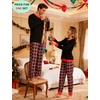 image:imageSWOMOG Couples Pajamas Set Women amp Men Long Sleeve Sleepwear Pjs Top Plaid Pants Loungewear Set with PocketsBlack  Black Plaid