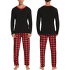 image:imageSWOMOG Couples Pajamas Set Women amp Men Long Sleeve Sleepwear Pjs Top Plaid Pants Loungewear Set with PocketsBlack  Red Plaid