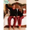 image:imageSWOMOG Couples Pajamas Set Women amp Men Long Sleeve Sleepwear Pjs Top Plaid Pants Loungewear Set with PocketsBlack  Red Plaid