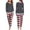 image:imageSWOMOG Couples Pajamas Set Women amp Men Long Sleeve Sleepwear Pjs Top Plaid Pants Loungewear Set with PocketsDeep Grey  Black Plaid