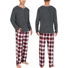 image:imageSWOMOG Couples Pajamas Set Women amp Men Long Sleeve Sleepwear Pjs Top Plaid Pants Loungewear Set with PocketsDeep Grey  Black Plaid