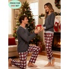 image:imageSWOMOG Couples Pajamas Set Women amp Men Long Sleeve Sleepwear Pjs Top Plaid Pants Loungewear Set with PocketsDeep Grey  Red Plaid