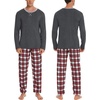 image:imageSWOMOG Couples Pajamas Set Women amp Men Long Sleeve Sleepwear Pjs Top Plaid Pants Loungewear Set with PocketsDeep Grey  Red Plaid