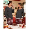 image:imageSWOMOG Couples Pajamas Set Women amp Men Long Sleeve Sleepwear Pjs Top Plaid Pants Loungewear Set with PocketsDeep Grey  Red Plaid