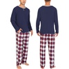 image:imageSWOMOG Couples Pajamas Set Women amp Men Long Sleeve Sleepwear Pjs Top Plaid Pants Loungewear Set with PocketsNavy Blue  Blue Plaid