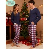 image:imageSWOMOG Couples Pajamas Set Women amp Men Long Sleeve Sleepwear Pjs Top Plaid Pants Loungewear Set with PocketsNavy Blue  Red Plaid