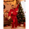 image:imageSWOMOG Couples Satin Pajamas Set Womens amp Mens Matching Silk Long Sleeve Sleepwear 2 Piece Button Down Pjs Set Lounge SetRed