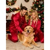 image:imageSWOMOG Couples Satin Pajamas Set Womens amp Mens Matching Silk Long Sleeve Sleepwear 2 Piece Button Down Pjs Set Lounge SetRed