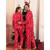 image:imageSWOMOG Couples Satin Pajamas Set Womens amp Mens Matching Silk Long Sleeve Sleepwear 2 Piece Button Down Pjs Set Lounge SetRed Candy