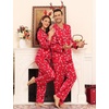 image:imageSWOMOG Couples Satin Pajamas Set Womens amp Mens Matching Silk Long Sleeve Sleepwear 2 Piece Button Down Pjs Set Lounge SetRed Candy