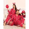 image:imageSWOMOG Couples Satin Pajamas Set Womens amp Mens Matching Silk Long Sleeve Sleepwear 2 Piece Button Down Pjs Set Lounge SetRed Candy