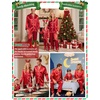 image:imageSWOMOG Family Matching Pajamas Set Silk Satin Button Down Sleepwear Long Sleeve Nightwear 2 Pcs Pj Set Men Cherry Red Large