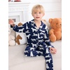 image:imageSWOMOG Girls Pajamas Set Kids Button Down Cute Print Pjs Sets Pant 2 Piece Soft Long Sleeve Sleepwear LoungewearNavy Blue Dogs
