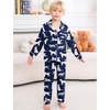 image:imageSWOMOG Girls Pajamas Set Kids Button Down Cute Print Pjs Sets Pant 2 Piece Soft Long Sleeve Sleepwear LoungewearNavy Blue Dogs