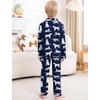 image:imageSWOMOG Girls Pajamas Set Kids Button Down Cute Print Pjs Sets Pant 2 Piece Soft Long Sleeve Sleepwear LoungewearNavy Blue Dogs