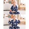 image:imageSWOMOG Girls Pajamas Set Kids Button Down Cute Print Pjs Sets Pant 2 Piece Soft Long Sleeve Sleepwear LoungewearNavy Blue Dogs