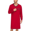 image:imageSWOMOG Mens Nightshirt Modal Long Sleeve Nightgown Henley Night Shirts Sleepwear Big amp Tall Nightwear Red Medium