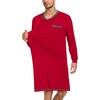 image:imageSWOMOG Mens Nightshirt Modal Long Sleeve Nightgown Henley Night Shirts Sleepwear Big amp Tall Nightwear Red Medium