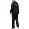 image:imageSWOMOG Mens Silk Pajamas Set Satin Long Sleeve Button Down 2 PCS Sleepwear V Neck Classic Loungewear Pjs with Long PantsAblack