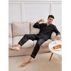 image:imageSWOMOG Mens Silk Pajamas Set Satin Long Sleeve Button Down 2 PCS Sleepwear V Neck Classic Loungewear Pjs with Long PantsAblack