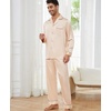 image:imageSWOMOG Mens Silk Pajamas Set Satin Long Sleeve Button Down 2 PCS Sleepwear V Neck Classic Loungewear Pjs with Long PantsChampagne