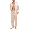 image:imageSWOMOG Mens Silk Pajamas Set Satin Long Sleeve Button Down 2 PCS Sleepwear V Neck Classic Loungewear Pjs with Long PantsChampagne