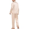 image:imageSWOMOG Mens Silk Pajamas Set Satin Long Sleeve Button Down 2 PCS Sleepwear V Neck Classic Loungewear Pjs with Long PantsChampagne
