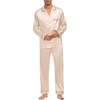 image:imageSWOMOG Mens Silk Pajamas Set Satin Long Sleeve Button Down 2 PCS Sleepwear V Neck Classic Loungewear Pjs with Long PantsChampagne