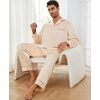image:imageSWOMOG Mens Silk Pajamas Set Satin Long Sleeve Button Down 2 PCS Sleepwear V Neck Classic Loungewear Pjs with Long PantsChampagne