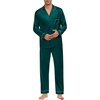 image:imageSWOMOG Mens Silk Pajamas Set Satin Long Sleeve Button Down 2 PCS Sleepwear V Neck Classic Loungewear Pjs with Long PantsDark Green