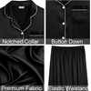 image:imageSWOMOG Womens 4pcs Pajamas Sets Silk Satin Pjs Sexy Cami Shorts Set Button Down Long Short Sleeve Sleepwear LoungewearBlack