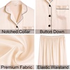 image:imageSWOMOG Womens 4pcs Pajamas Sets Silk Satin Pjs Sexy Cami Shorts Set Button Down Long Short Sleeve Sleepwear LoungewearChampagne