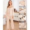 image:imageSWOMOG Womens 4pcs Pajamas Sets Silk Satin Pjs Sexy Cami Shorts Set Button Down Long Short Sleeve Sleepwear LoungewearChampagne