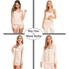 image:imageSWOMOG Womens 4pcs Pajamas Sets Silk Satin Pjs Sexy Cami Shorts Set Button Down Long Short Sleeve Sleepwear LoungewearChampagne
