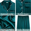image:imageSWOMOG Womens 4pcs Pajamas Sets Silk Satin Pjs Sexy Cami Shorts Set Button Down Long Short Sleeve Sleepwear LoungewearDark Green