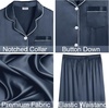 image:imageSWOMOG Womens 4pcs Pajamas Sets Silk Satin Pjs Sexy Cami Shorts Set Button Down Long Short Sleeve Sleepwear LoungewearDeep Grey