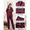 image:imageSWOMOG Womens 4pcs Pajamas Sets Silk Satin Pjs Sexy Cami Shorts Set Button Down Long Short Sleeve Sleepwear LoungewearDeep Wine Red