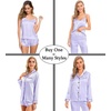 image:imageSWOMOG Womens 4pcs Pajamas Sets Silk Satin Pjs Sexy Cami Shorts Set Button Down Long Short Sleeve Sleepwear LoungewearLavender