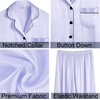 image:imageSWOMOG Womens 4pcs Pajamas Sets Silk Satin Pjs Sexy Cami Shorts Set Button Down Long Short Sleeve Sleepwear LoungewearLavender